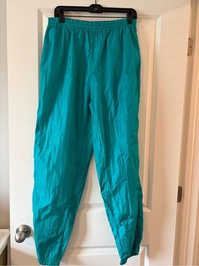 VINTAGE Men's KIKS Teal Elastic-Waist Lightweight Wind Pants Joggers